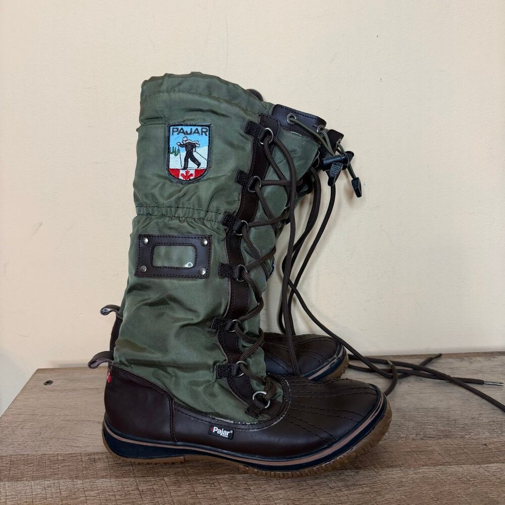 Pajar winter Snow Boots Womens 8-8.5 Tall Waterproof  -30 degrees military green